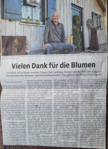 Bild eines Zeitungsartikel über den Blumen und Gartenverein Buchloe